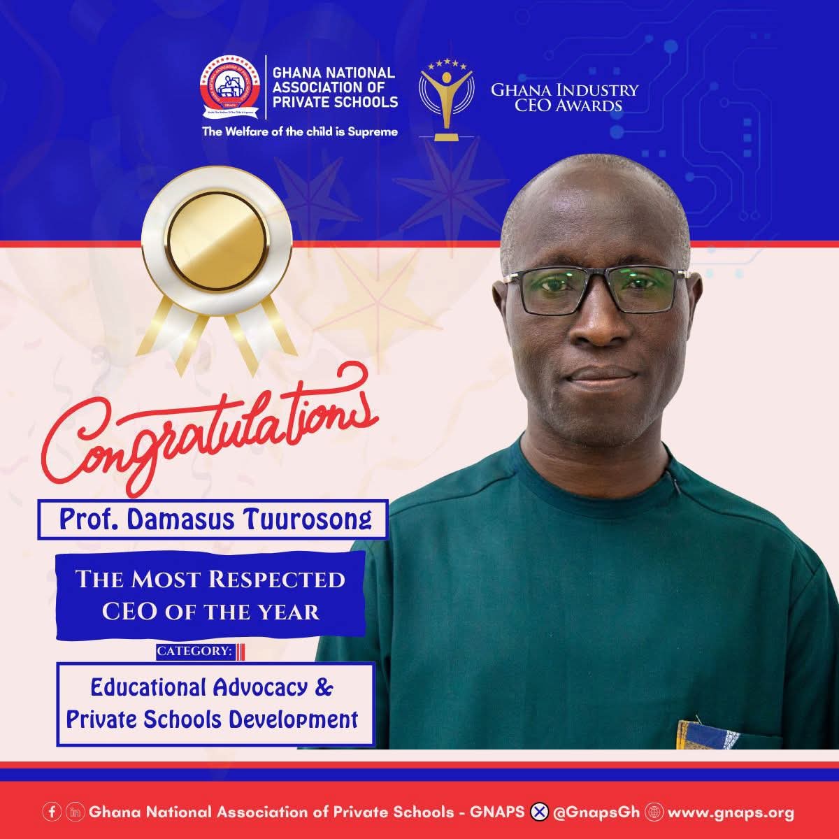 From Humble Beginnings to National Honour: Prof. Damasus Tuurosong Celebrated as Most Respected CEO of the Year